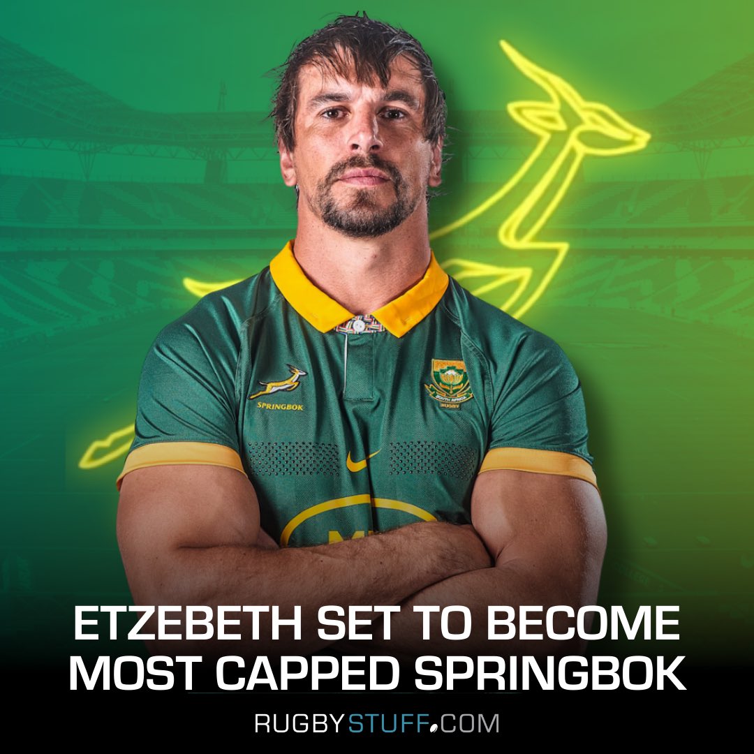 Eben Etzebeth is set to become the most capped Springbok of all time when he makes his 128th test appearance against Argentina in Mbombela! 🇿🇦 #Springboks #SARugby