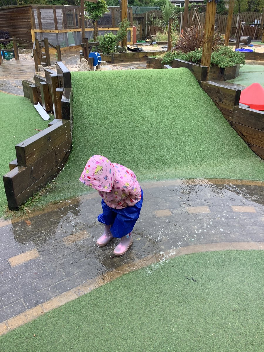We didn’t let the rain dampen our spirits in Nursery today. The children were overjoyed to get outdoors and experience the elements, then end our day cuddled up with a hot chocolate drink to warm up. #eyfs #rainydays