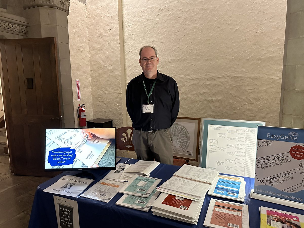 easygenie's tweet photo. Day 3 of #ICGHS in Boston hosted by @AncestorExperts
Learned a LOT about heraldry, both traditional and modern and subgenres such as civic heraldry.
Met many genealogists and had some sales, too. https://t.co/ePhZK7xmS0