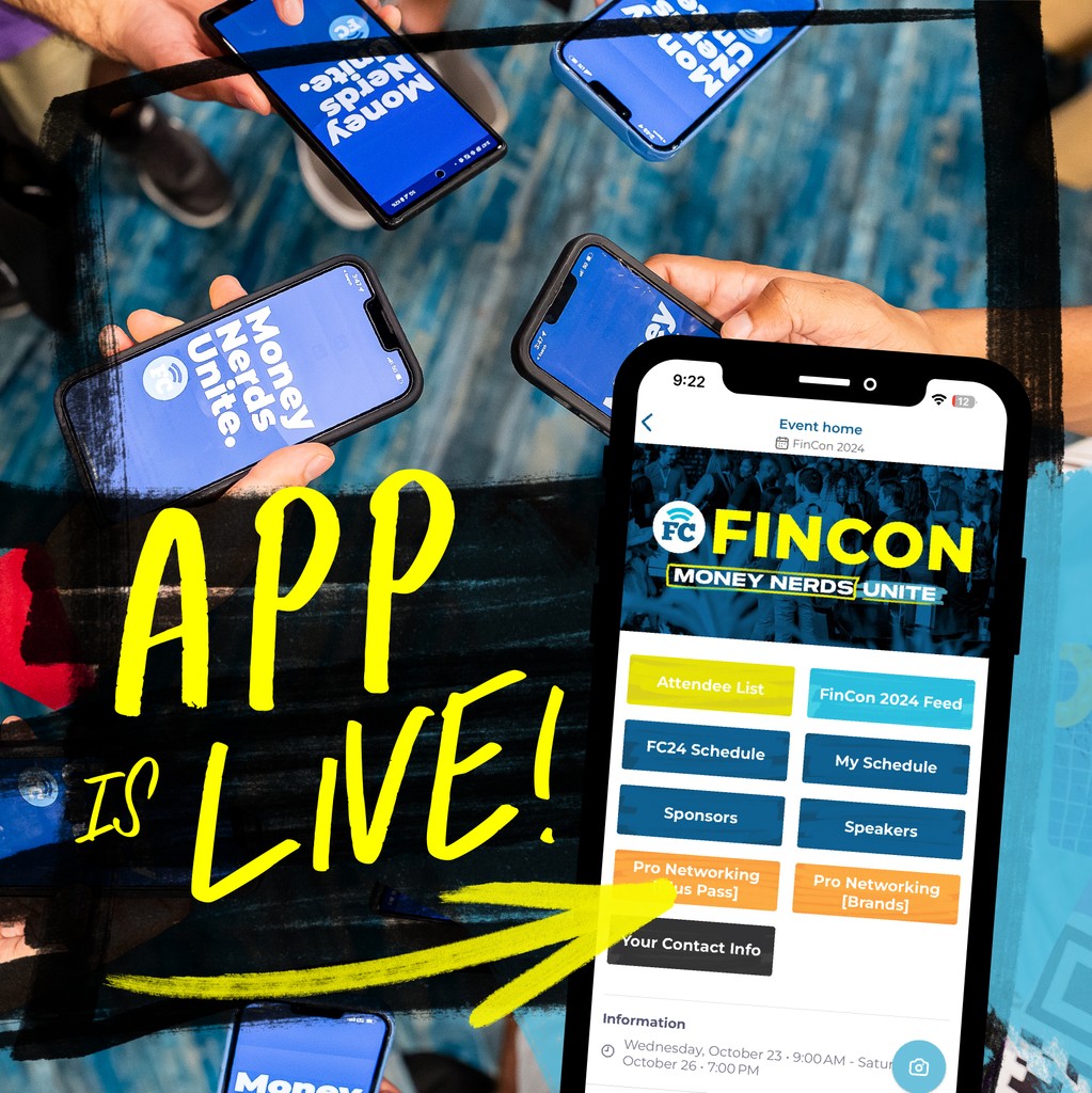 FinCon's tweet image. The FinCon app is 🔥 LIVE 🔥 and packed with everything you need to make the most of your experience! 

🙂 Already got your pass? Check your email for access.

🙁 Still on the fence? Grab your pass now and get in on the action!

#MoneyNerdsUnite #fincon