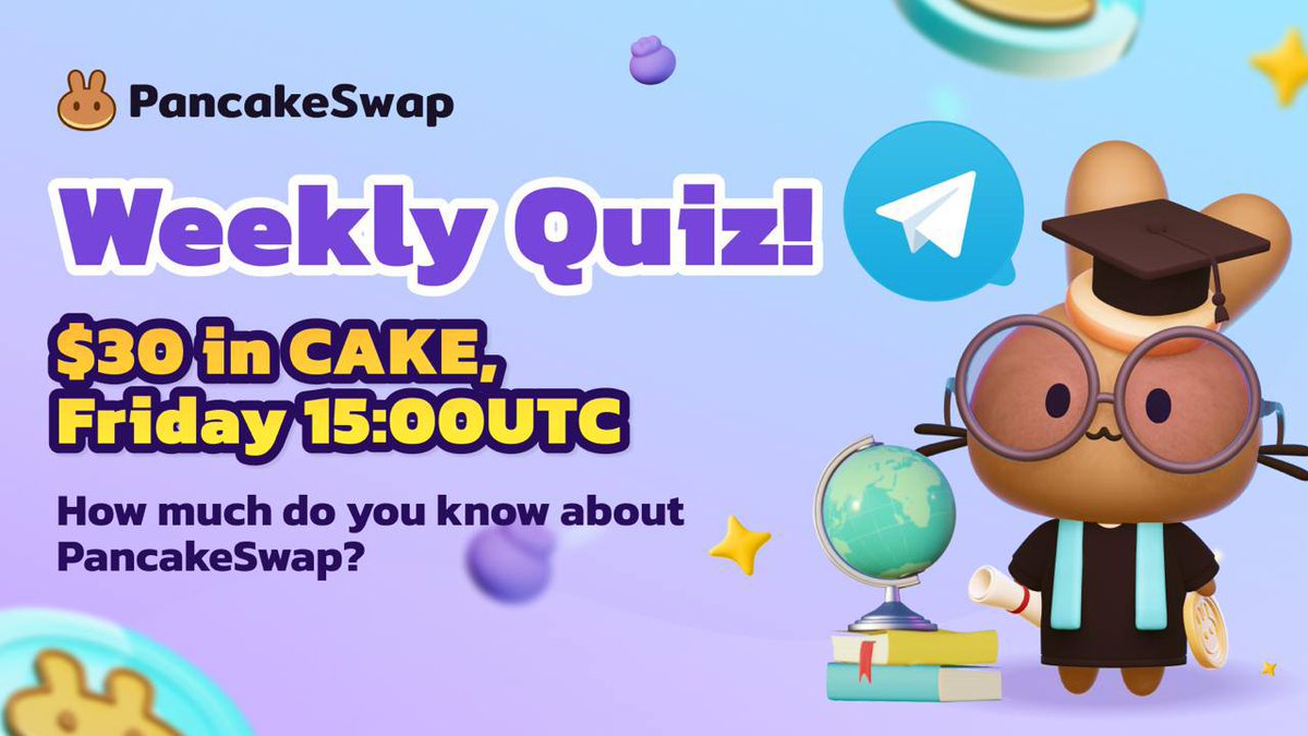 Cryptojack2018's tweet photo. Kindly reminder, we have a Quiz this Friday! 🥳

Prove your PancakeSwap knowledge this Friday in our @PancakeSwap chat and participate for $CAKE prizes! 

📅 Friday 27.09.2024
🕥 15:00 UTC 
📚Topic: Perpetuals

https://t.co/ar1ion2LDO https://t.co/vCJ6UqO3Gu