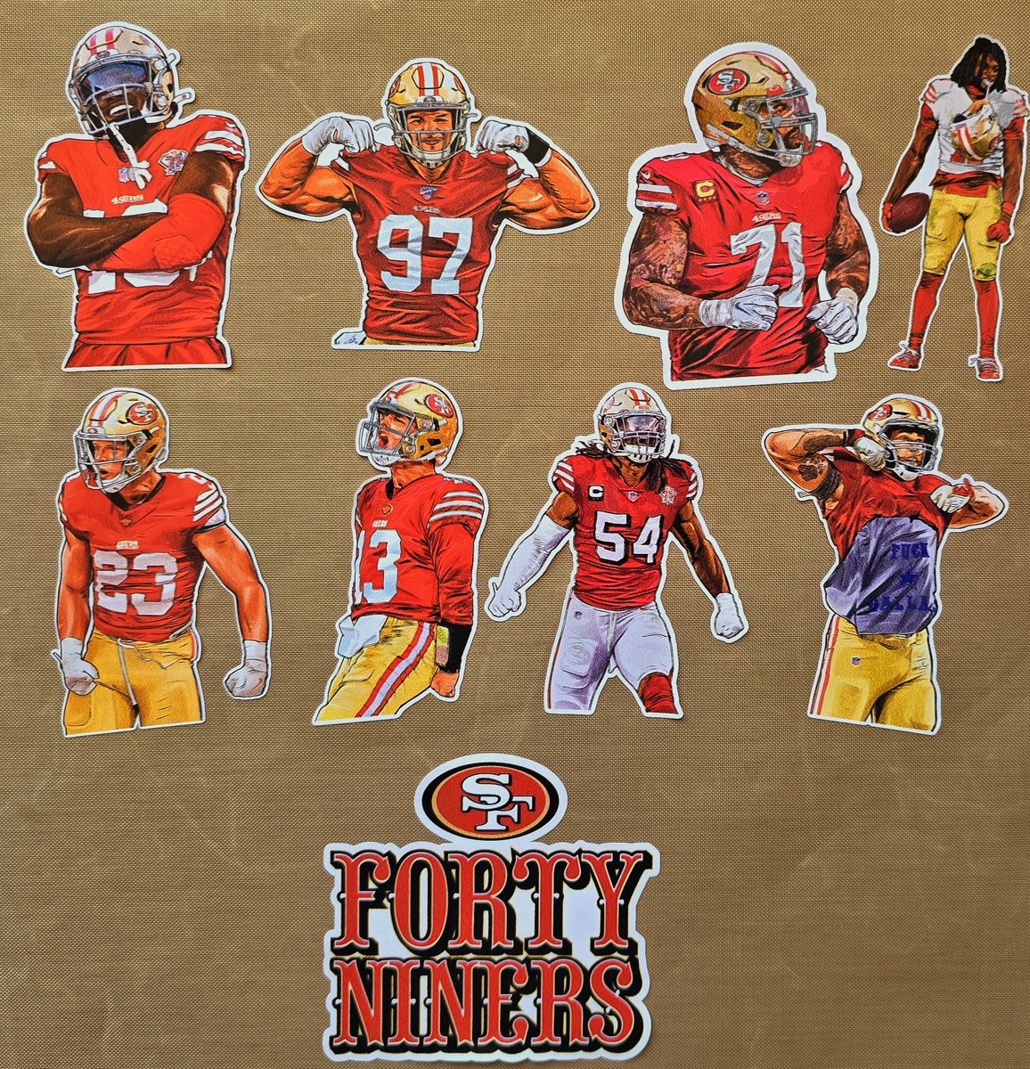 Hey Faithful, 
Want to win one of my sticker packs?

All you have to do is 
-Rt &amp; Like
-Follow me
- comment the Niners score vs Pats

I'll pick one winner tonight &amp; if you guess the score right, you win one as well....

Best of luck