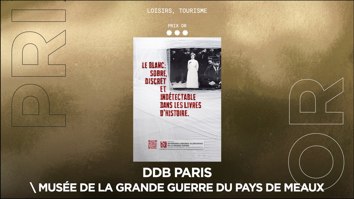 Strategies (@strategies) on Twitter photo Catégorie Loisirs, Tourisme, de l’#OR revient à <a href="/DDBParis/">DDB Paris</a> et <a href="/M2GMeaux/">Musée de la Grande Guerre</a> pour la campagne « Infirmières » #gpstrat Catégorie Loisirs, Tourisme, de l’#OR revient à <a href="/DDBParis/">DDB Paris</a> et <a href="/M2GMeaux/">Musée de la Grande Guerre</a> pour la campagne « Infirmières » #gpstrat