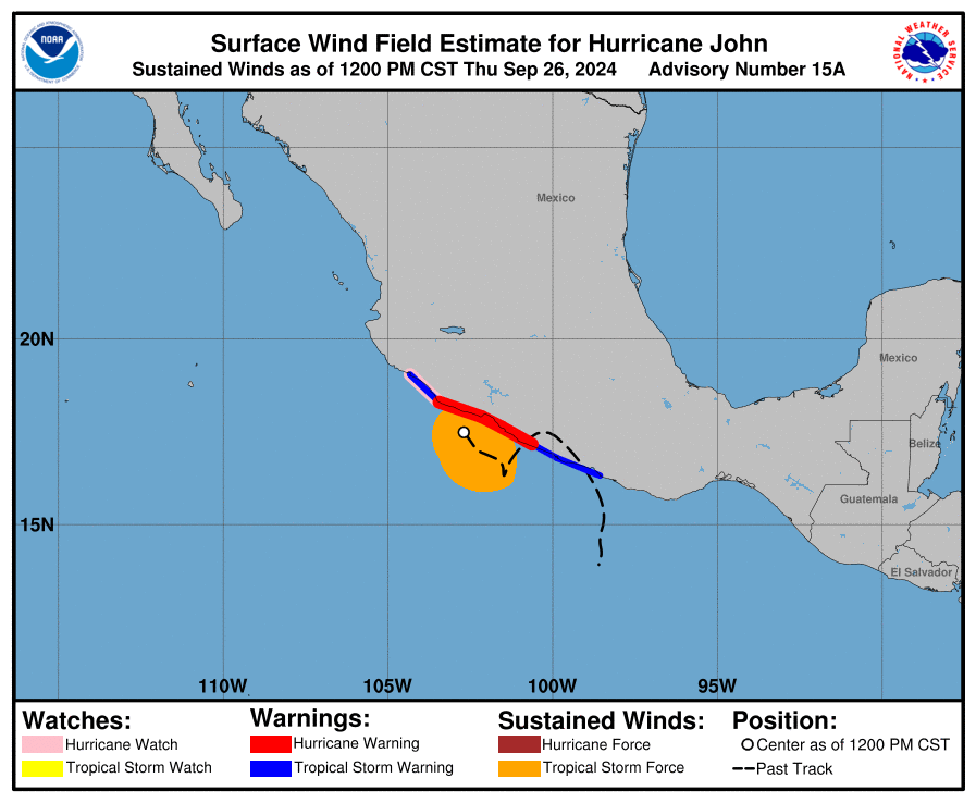 LimWeather's tweet photo. #HurricaneWarning:#TecpandeGaleana,#Guerrero-#PuntaSanTelmo,#Jalisco #TropicalStormWarning:#Acapulco-#PuntaMaldonado,#Manzanillo(#HurricaneWatch),#Colima
#Wxtwitter #Wxx #tropicswx #Hurricaneseason2024 #HurricaneSeason #HurricaneJohn #Hurricane #john #Mexico https://t.co/ra4eY2HPTF