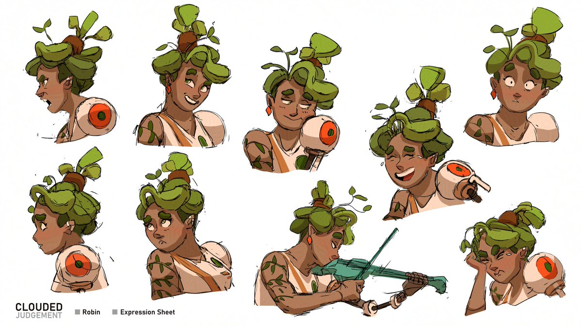 Robin the precious bean! She can never hide what she's actually thinking. Expression sheet for a personal project :)