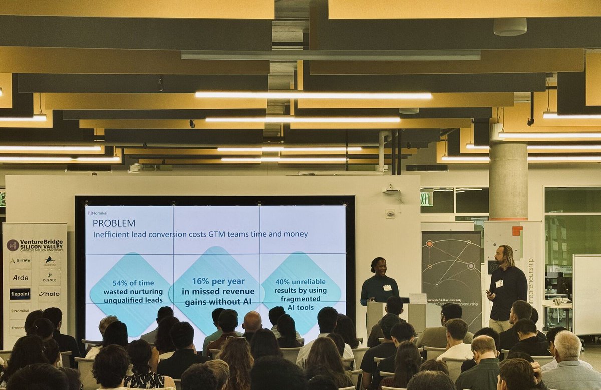 nomikai_tech's tweet photo. Yesterday, we presented Nomikai at VentureBridge Demo Day 2024 Pittsburgh.
We discussed our AI-powered GTM orchestration and enjoyed connecting with the rest of the community.
Grateful for the experience and the conversations it started.
#CMUDemoDay #AI #FasterLeadConversion https://t.co/T0VxmjIDP0