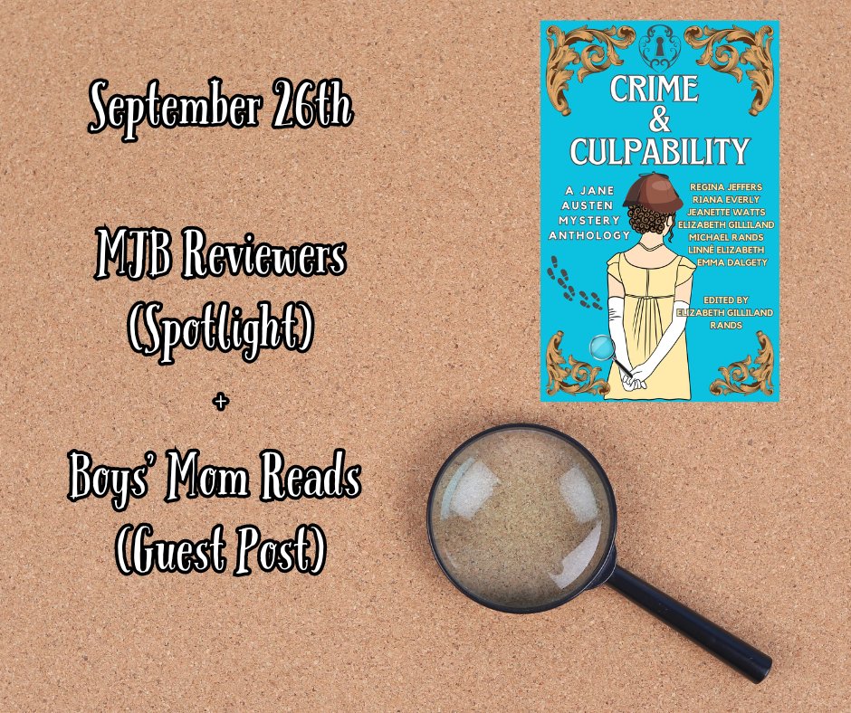Bayou Wolf Press (@bayouwolf3) on Twitter photo We're nearing the end of our book tour! Just a few more days to participate and win your free copy of Crime & Culpability!
Today we're at MJB Reviewers -
mjbreviewers.wordpress.com/2024/09/26/gre…
And Boy's Mom Reads with a Guest Post from Regina Jeffers!
karensiddall.wordpress.com/2024/09/26/vir… We're nearing the end of our book tour! Just a few more days to participate and win your free copy of Crime & Culpability!
Today we're at MJB Reviewers -
mjbreviewers.wordpress.com/2024/09/26/gre…
And Boy's Mom Reads with a Guest Post from Regina Jeffers!
karensiddall.wordpress.com/2024/09/26/vir…