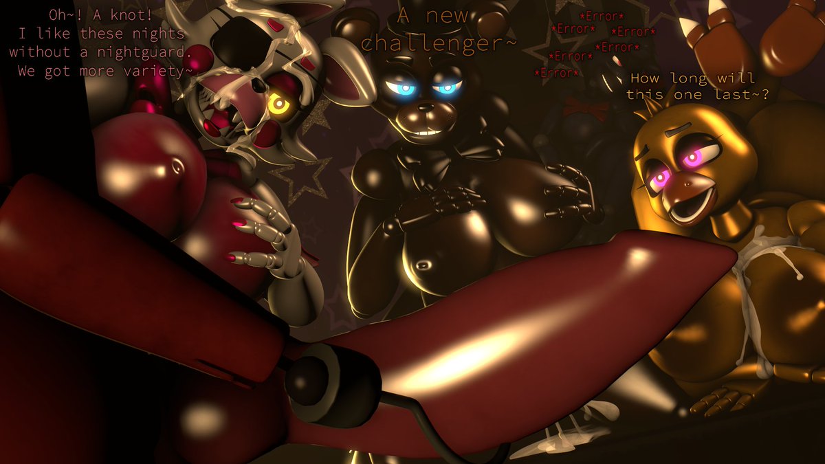 LeafytheLeafer's tweet photo. I just had to use more of @MISHUUYU 's models again as they are amazing!
Also messed around with some stuff to give more of the feel of the old FNAF camera vibe while making the FNAF girls look the best they could!
#nsfw #sfm #3d #fnaf #fazbears #anthro #femdom #newchallenge https://t.co/8ggfRgxfja