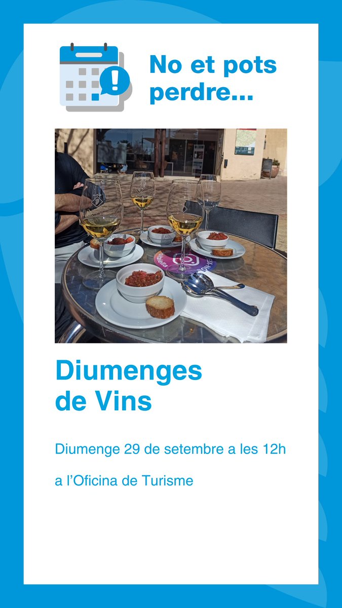 🗓️ AGENDA #Alella #Maresme

🗣️ Visita guiada
📍 28/9 - 12 h - <a href="/canmanyearts/">Can Manyé</a>

🍷 Diumenges de vins
📍 29/9 - 12 h - <a href="/visitalella/">Visit Alella</a>

ℹ️ Més info: alella.cat/agenda_cultura…