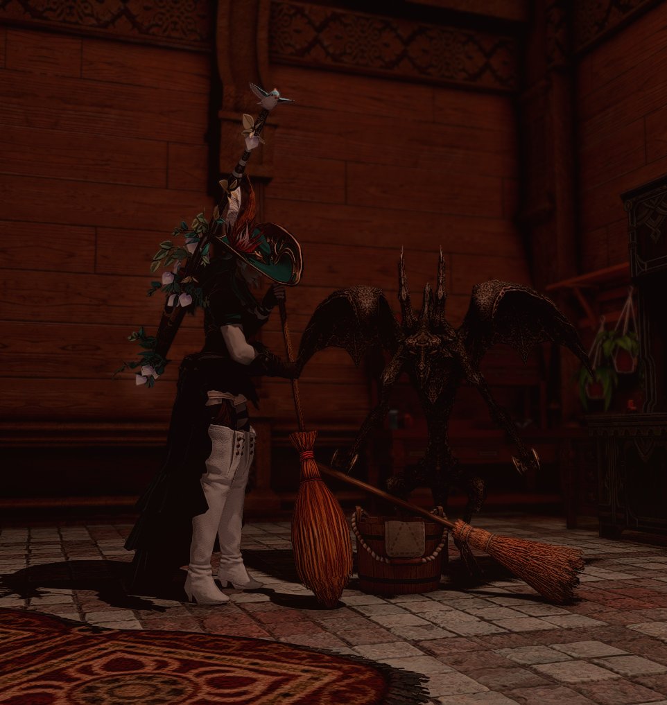 Ever since moving in next to @Red_Lily420 it has become Fyr's sole responsibility to be her annoying (not really) neighbor. In today's piece of the saga: Fyr helps the voidsent clean because she got in trouble. 😮‍💨
#femroe #roegadyn #ffxivgpose