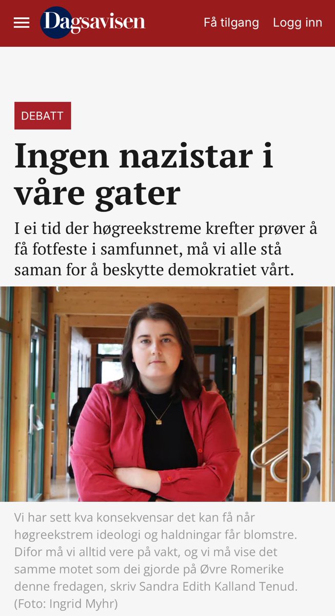 Skriv i Dagsavisen om Tom på Øvre Romerike som kasta nynazistar ut av lokalene sine. Tom er modig. Ver som Tom.