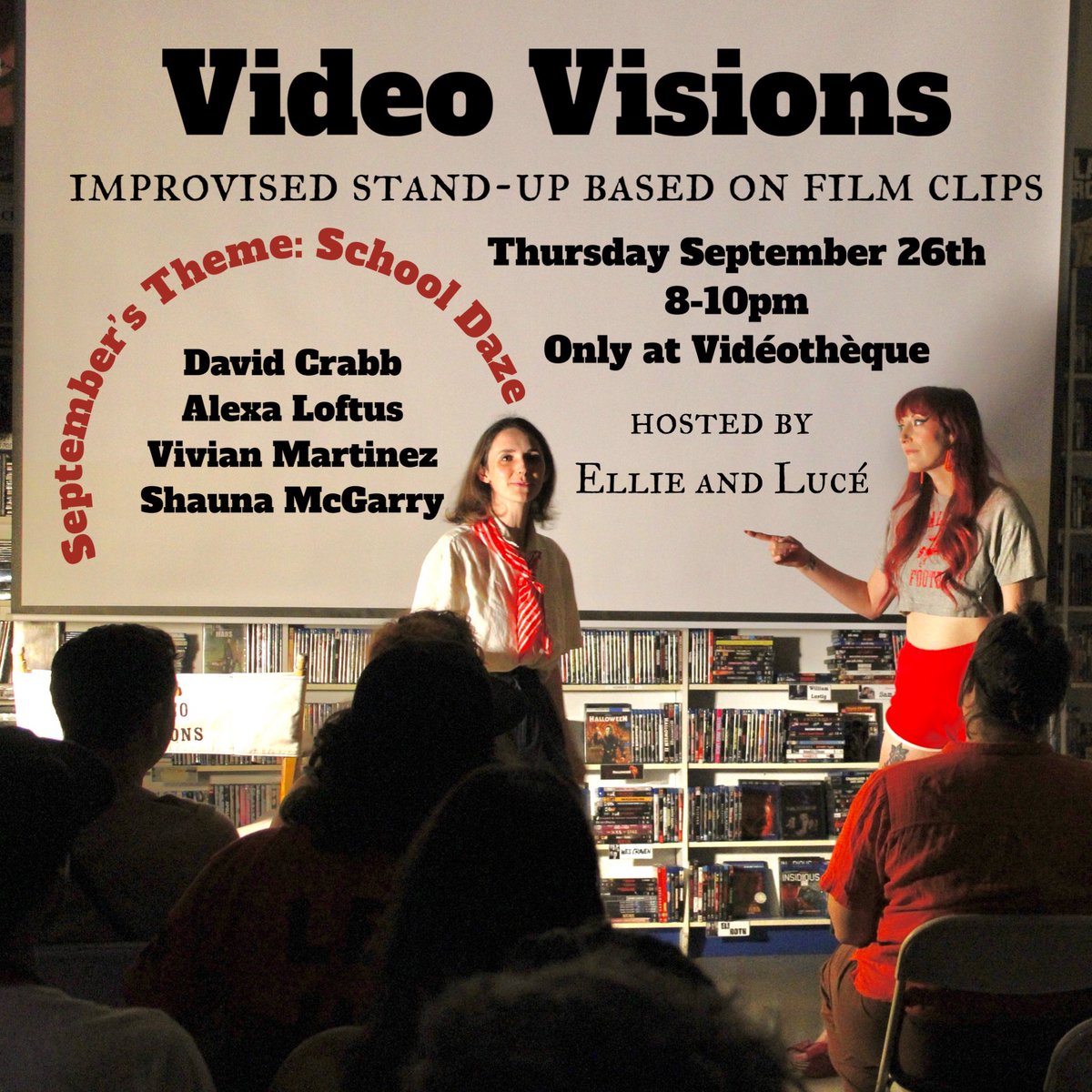 Come hang at a real video store, watch some movies, and enjoy some cinema inspired stand-up with me and <a href="/ellieracemoore/">Ellie Race-Moore</a>! 

You can buy tickets at the door <a href="/VIDTHEQUE/">VIDEOTHEQUE: a video store</a> or here: partiful.com/e/dksZL2dOwrls…