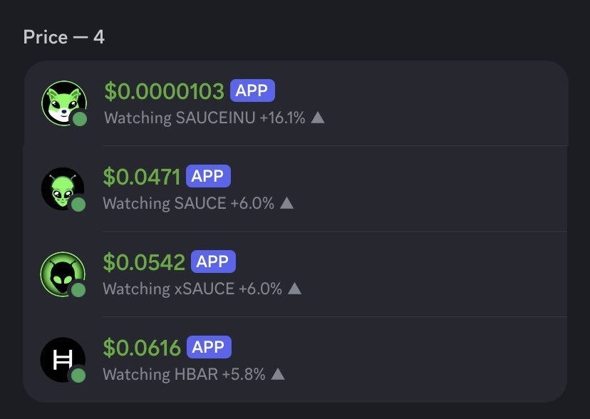 Safe_investorAG's tweet photo. 🚨a 0 just got slayed 🤩🚨 congrats @SauceInu 🫡🥹🥹🥹🥹🌕🌗
                                               🚀
                                          🚀
                                🔥🚀
                           🔥🚀
                    🔥🚀
             🔥🚀
      🔥🚀
🔥🥹

#sauceinu current price $0.0000103
@SaucerSwapLabs  price $.0471
@hedera current price $0.0616

If #hedera has a liquidity explosion 🚀 then..🤔
 $Sauce will have even a greater liquidity 💥explosion (because of its much smaller mc), which means ..

🧐 All heavily paired tokens to sauce will have a massive liquidity explosion 🤷‍♂️
 😈