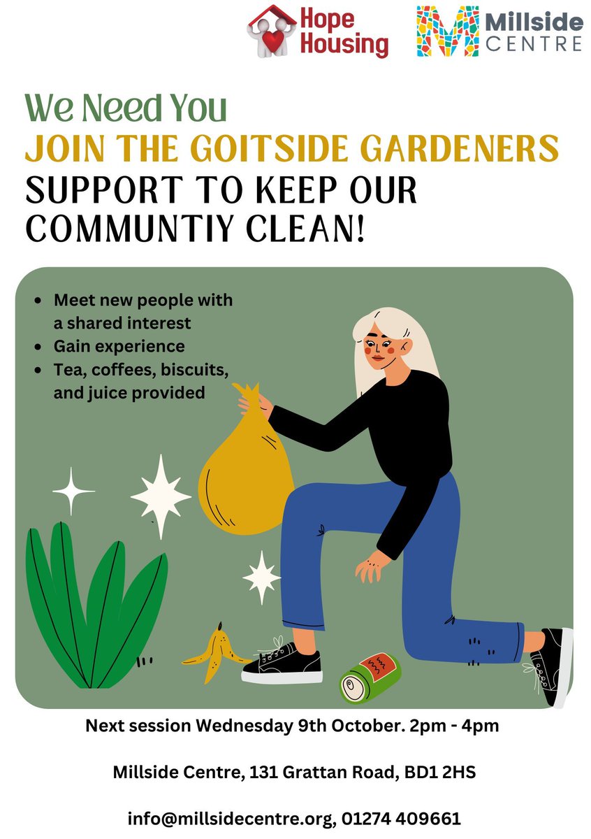 After a successful clean up operation, we are organising another clean up around the Millside Centre on Wednesday 9th October from 2pm – 4pm. 

If you can come and volunteer for a few hours, it will make a massive difference in keeping our area clean for our residents.
