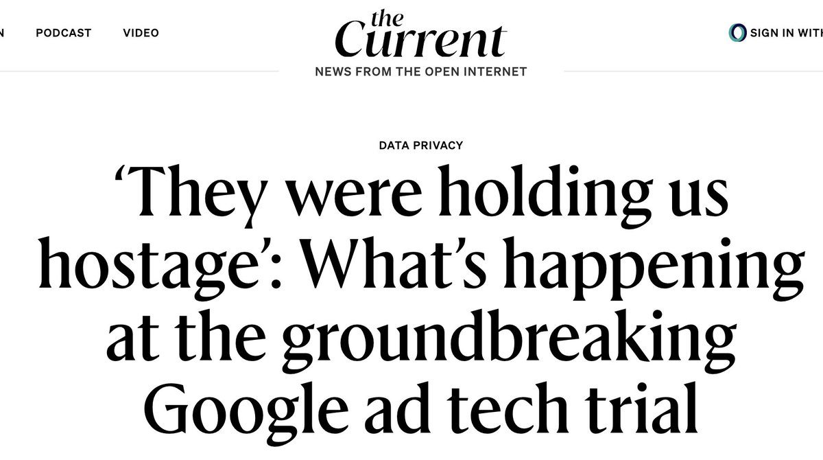the current, owned by the trade desk, which is a competitor to google, is covering the google trial, which it has a vested interest in, more comprehensively than a lot of industry press. net-net arguably better for the audience.