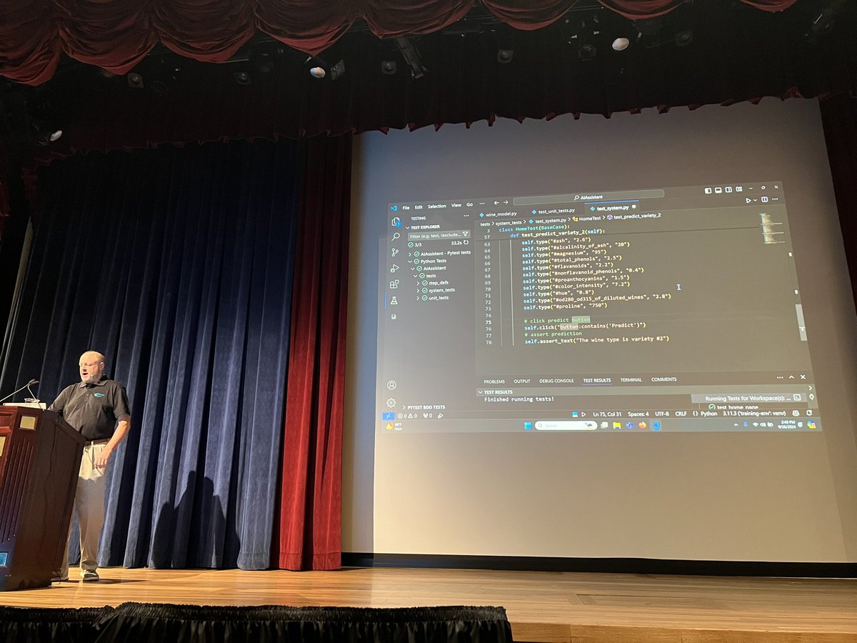 donasarkar's tweet photo. 4 ways to use AI to do your QA testing a la @jeffreyepayne at #Starwest with @GitHubCopilot :
1. Test code completion
2. Automated test case generation
3. Fixing code issues
4. Documents code & tests
Protip: be specific and give examples to your AI to get the best results! https://t.co/c3slv40taS