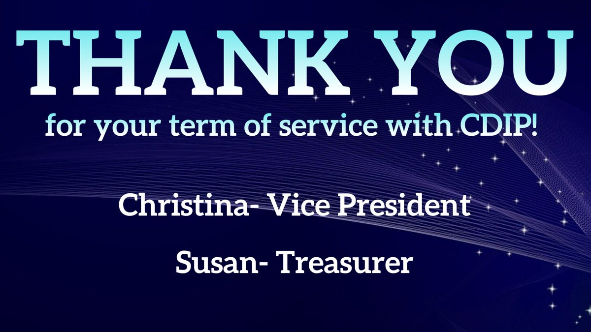 All good things must come to an end. 💙

The CDIP would like to express our thanks to Christina Kerns and Susan Tucker for their valuable service as board members. 🫶

Thank you for your dedication, sacrifice, and commitment to the CDIP. You will be missed!

#theCDIP