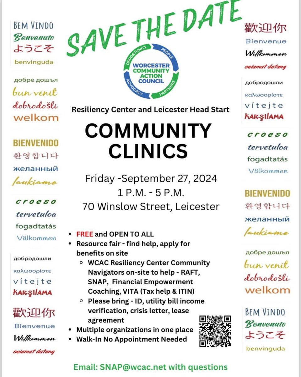 Worcester Community Action Council Community Clinic!

For more information wcac.net 

We encourage everyone in need to take advantage of this valuable resource!
#WorcesterCommunityActionCouncil #SpencerPolice #spencermapolice