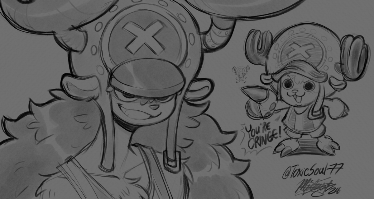 Been gradually watching One Piece and just finished thriller bark. Have some doodles that I have just in passing of watching the show so far! 😚