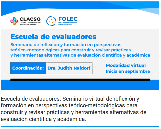 mtenaespinoza's tweet photo. #EvaluaciónAcadémica 📊
Iniciamos participación en la Escuela de evaluadores
Seminario de reflexión y formación en perspectivas teórico-metodológicas para construir y revisar prácticas y herramientas alternativas de evaluación científica y académica.
Organiza #FOLEC @_CLACSO https://t.co/oyQJLhe5Ie