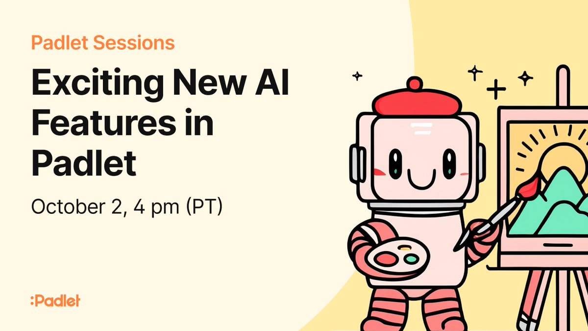 padlet's tweet photo. You can make AI-generated images and audio on Padlet. We also have AI recipes to help you create multimedia timelines and maps with a text prompt. Join us for Padlet Sessions next Wednesday to learn about all of our AI features! 

https://t.co/PfLZQencW1 https://t.co/Stg09H7LJ7