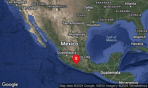 Preliminar: SISMO Magnitud 5.3 Loc  50 km al SUR de CD ALTAMIRANO, GRO 26/09/24 13:03:00 Lat 17.92 Lon -100.55 Pf 10 km