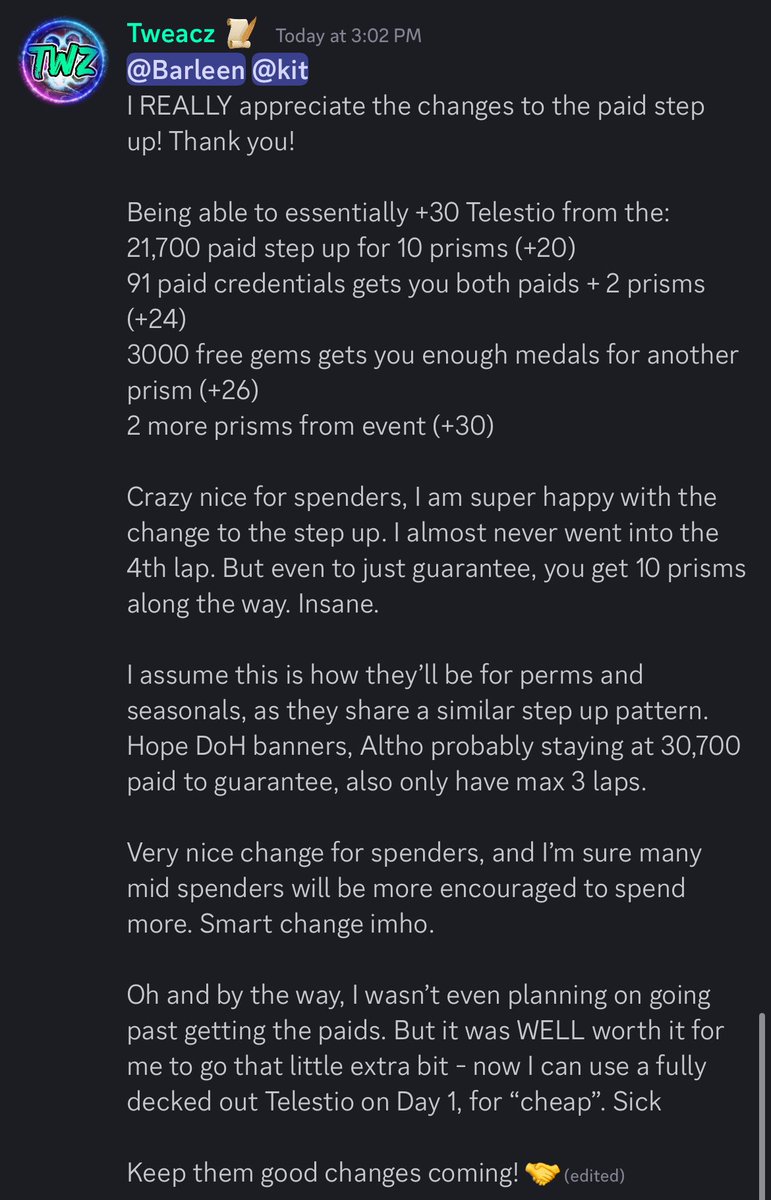tweacz's tweet photo. Credit where credit is due! Thank you for the changes to the paid step up banner for Telestio  - super nice change that I hope continues into the future! Attached is my expanded thoughts on it 👏🏻👏🏻👏🏻
@lastcloudiaen @lastcloudia @Knacky_LC https://t.co/Sg1yW98zZc