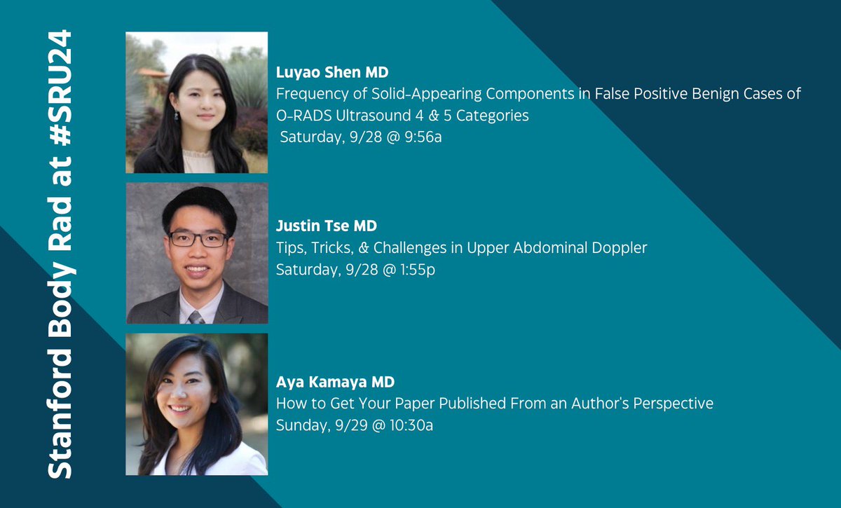 Stanford Body Imaging (@stanfordbodyrad) on Twitter photo We will be at #SRU24 to share & learn about all things ultrasound! Be sure to check out our excellent talks! 📣
<a href="/sruradiology/">SRU Radiology</a> <a href="/Luyaoshenmd/">Luyao Shen, MD</a> <a href="/JustinTseMDRad/">JustinTseMDRadiology</a> <a href="/ayakamaya/">Aya Kamaya, MD</a> <a href="/StanfordRad/">Stanford Radiology</a> We will be at #SRU24 to share & learn about all things ultrasound! Be sure to check out our excellent talks! 📣
<a href="/sruradiology/">SRU Radiology</a> <a href="/Luyaoshenmd/">Luyao Shen, MD</a> <a href="/JustinTseMDRad/">JustinTseMDRadiology</a> <a href="/ayakamaya/">Aya Kamaya, MD</a> <a href="/StanfordRad/">Stanford Radiology</a>