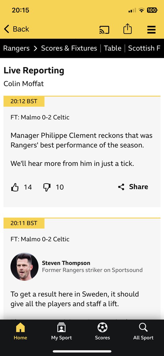 I know we’ve not been at our best and a Scottish team winning in Europe is a rare event - but I swear it wasn’t Celtic playing Malmo tonight 😀
