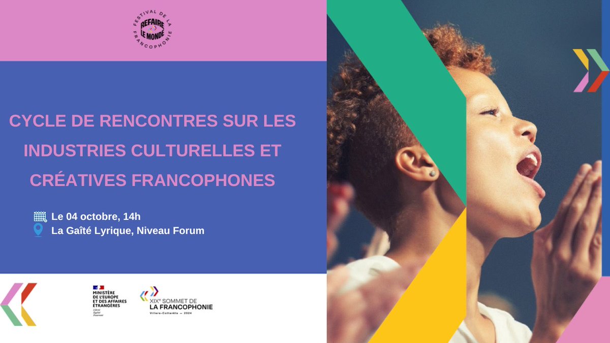 Rejoignez-nous le 4/10 à 14h à la Gaîté Lyrique pour 2 tables rondes dédiées à la structuration des ICC dans l’espace francophone ! Formation, emploi et entrepreneuriat culturel.Une opportunité unique pour les acteurs des industries créatives et culturelles ! entrée est libre