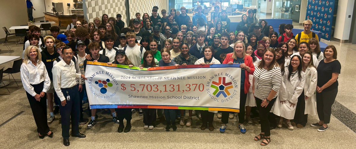Congrats to <a href="/theSMSD/">SM School District</a> students for being awarded $5.7 BILLION in scholarship offers through #ScholarshipShawneeMission! Thanks to the <a href="/smsd_caa/">SMSDCAA</a> for helping us celebrate! 🥳

Since 2019 $16 BILLION has been awarded to <a href="/theSMSD/">SM School District</a> students through #ScholarshipShawneeMission
#AllInSMSD
