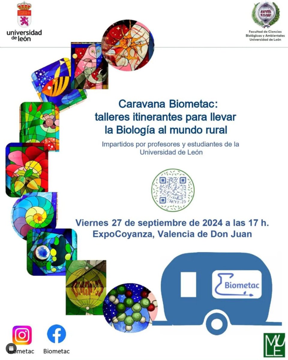 Mañana nos desplazamos a Valencia de Don Juan!!! Acercate a divertirte y aprender con nuestros talleres 🦴♥️🦠🦋🌺✨🔥
#unileon #biometac #caravanabiometac #educacionambiental #divulgacioncientifica
