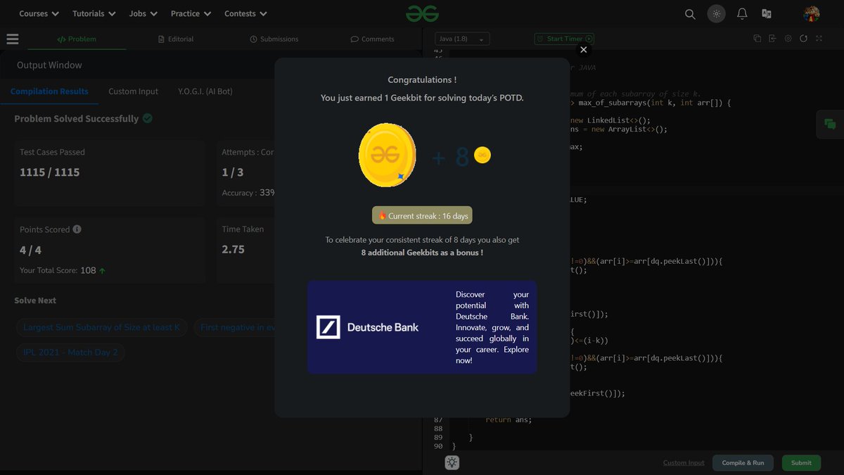 AdityaHarsh19's tweet photo. Day 16 of my 21 Days POTD Challenge Powered By Deutsche Bank
Username: aditya_harsh
#geekstreak2024 #DeutscheBank 
@geeksforgeeks @DeutscheBank https://t.co/EZQUCSXKZ3