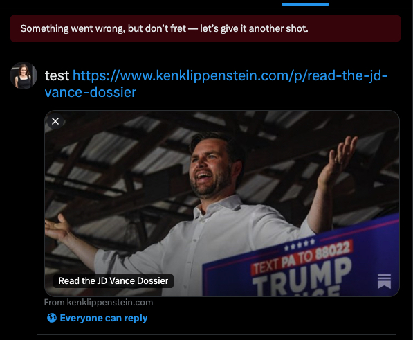 isabelalinzer's tweet image. And why the link apparently can&apos;t be posted, but shows only an error message and not explanation for why it&apos;s unshareable/violative