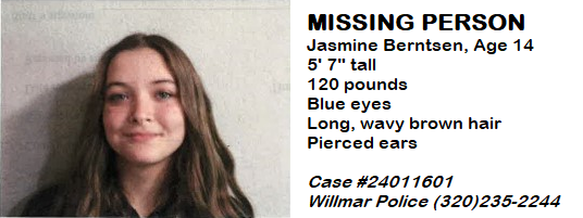 Willmar PD seeking assistance in locating a voluntary runaway from a Willmar facility. Anyone with information asked to call Willmar PD at (320)235-2244. Case #24011601