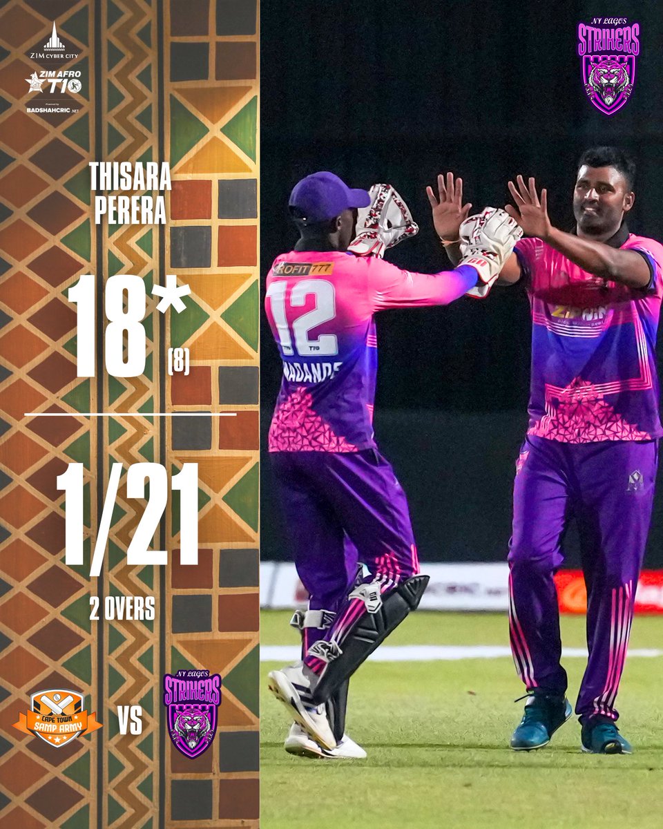 NewYorkStrikers's tweet photo. Skipper shining bright 💪 @PereraThisara 

#NYLS #Strikers #lagos #Africa #ZimAfro #ZimAfro2024 #T10 #Cricket #Insta #SACTvsNYS #ThisaraPerera https://t.co/WpZE8atZyO