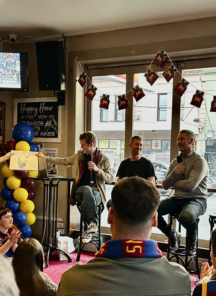 LionsDi's tweet photo. Great evening had at the Royal Derby with #theroardeal podcast. Thanks so much to @DOMfay @MichaelWhiting for inviting us all along for the ride. And the eggplant parma was a treat too! https://t.co/7BMka9Qqvl