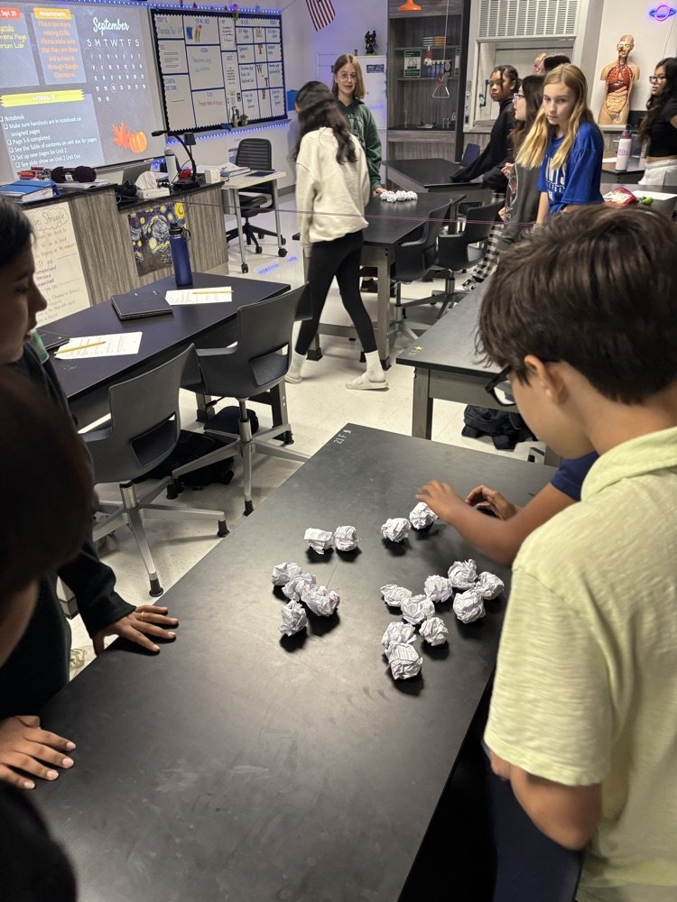 ProsperHaysMS's tweet image. 7th grade Science labs day!  Mrs. Weir's class is doing a lab about data tracking where they are learning about equilibrium by throwing paper balls back and forth!  #ScienceIsCool