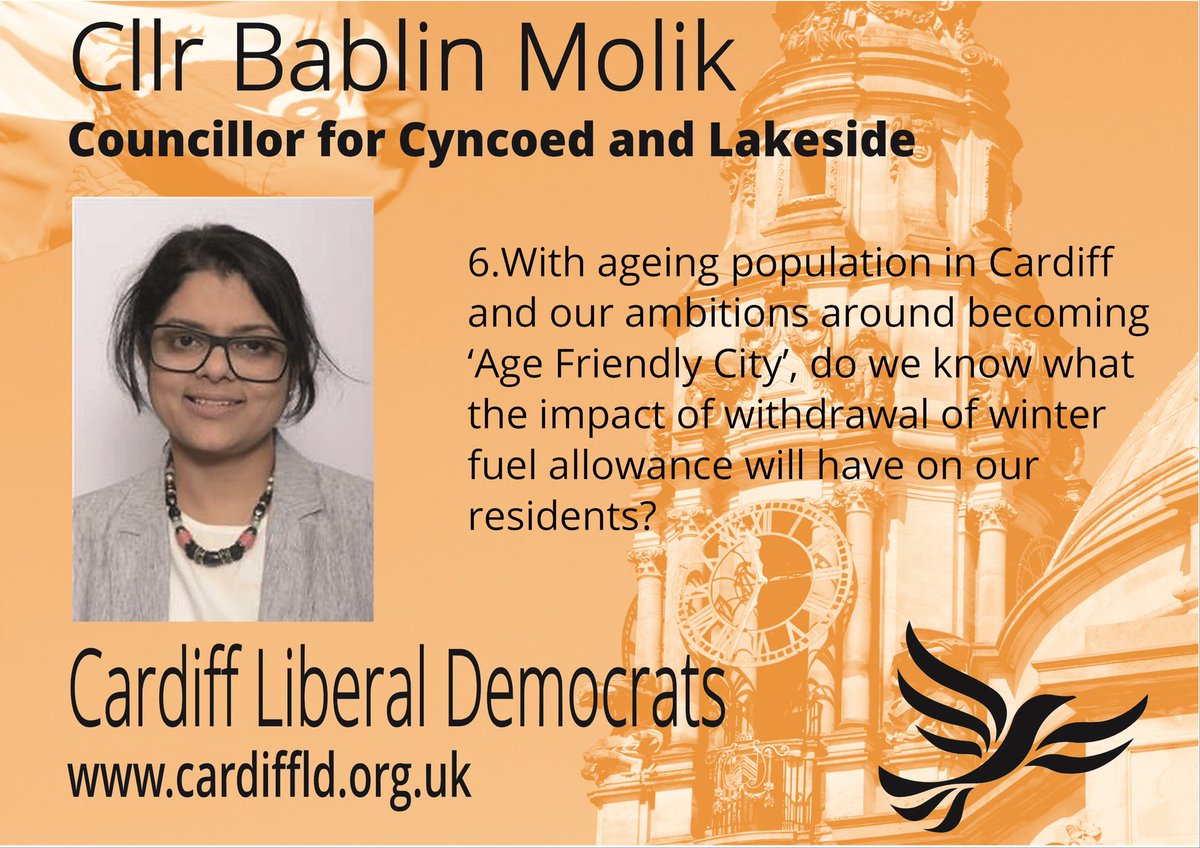 cardifflibdems's tweet photo. Our Social Services spokesperson @bablinmolik asked what impact Labour’s cutting of the Winter Fuel Allowance will have on our elderly residents. Please support our campaign at https://t.co/romJRMn6te https://t.co/W1TOzIbM5p