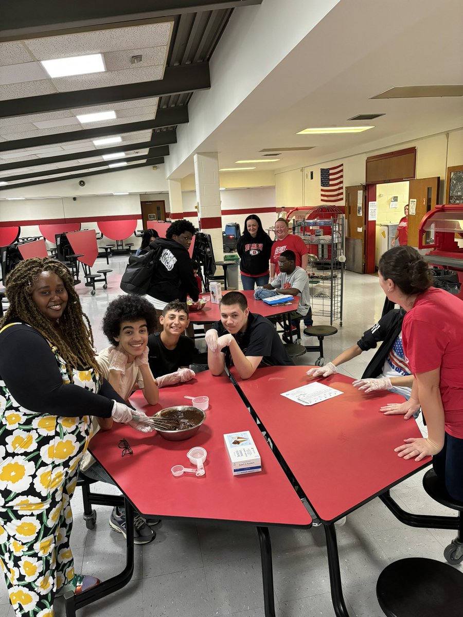 We had some of our favorite people visit cooking class today at DHS!! Thank you for all of your support, Moff &amp; Jenny Lee. These “pudding cones” were a big hit!