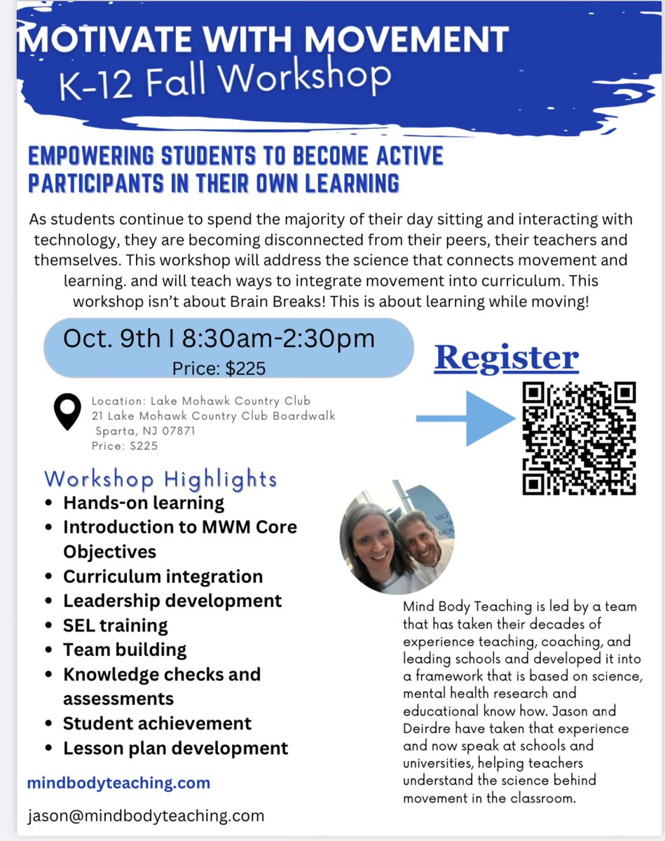 DrMariaP_Testa's tweet photo. 📣🫵🏽don't want to miss this opportunity w/Jason &amp; Deidre Mastandrea, the @mindbodyteam! Their Fall Workshop is coming soon w/only 4 Spots Left!!!
I experienced their Workshop this summer at "ABOVE &amp; BEYOND Inaugural Premier Conference" Everyone was 'Motivated with Movement'🌟🌟🌟 https://t.co/UoiYcF5eFf