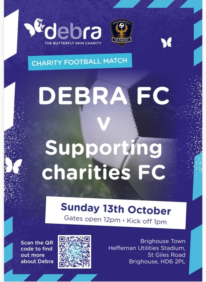 Charity Shop Finds' Football Shirts (@shirts_original) on Twitter photo 1/2
Some of you may know I work for <a href="/CharityDEBRA/">DEBRA UK</a> & delighted we have a Charity Football Match on Sunday 13th October 1:00pm
Debra FC v <a href="/supportSCFC/">Supporting Charities Football Club ®️</a>
Venue: <a href="/brighousetownfc/">Brighouse Town AFC</a>
Team news 🔜 meanwhile
🎃 Halloween🎄 Christmas
🧣New Stock🍰 Cake stalls
#Debra #Alifewithoutpain 1/2
Some of you may know I work for <a href="/CharityDEBRA/">DEBRA UK</a> & delighted we have a Charity Football Match on Sunday 13th October 1:00pm
Debra FC v <a href="/supportSCFC/">Supporting Charities Football Club ®️</a>
Venue: <a href="/brighousetownfc/">Brighouse Town AFC</a>
Team news 🔜 meanwhile
🎃 Halloween🎄 Christmas
🧣New Stock🍰 Cake stalls
#Debra #Alifewithoutpain