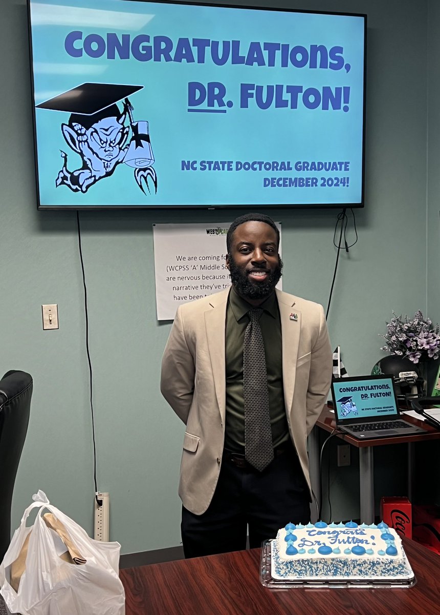 wcmsAPpeoples's tweet photo. Congratulations Dr. Fulton🎉 on this wonderful achievement.  It is a testament to your dedication, perseverance, and hard work you exhibit daily! Can’t wait to see how your journey continues to unfold with future endeavors #westcarystrong #wcmsheartwork2024 @LinwaunFulton https://t.co/AxhVRTVlsg