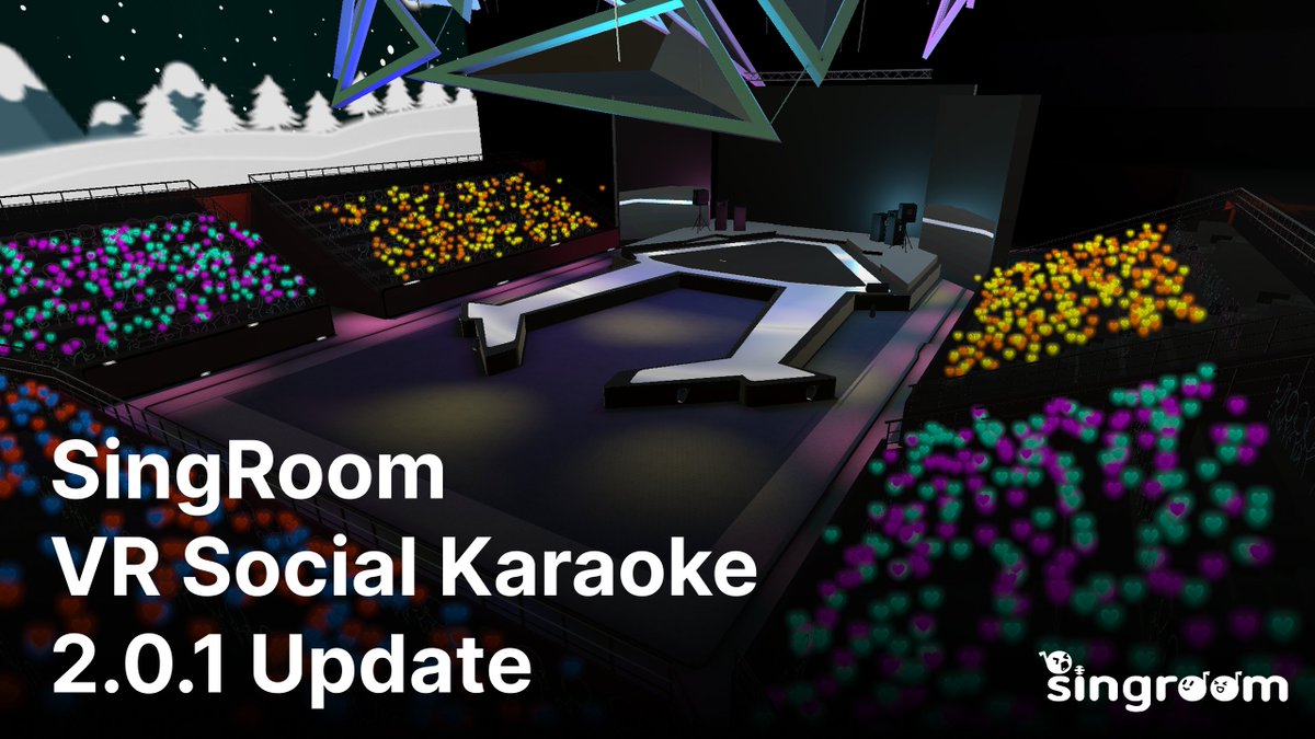 singroom_'s tweet photo. [Update Note] SingRoom 2.0.1
Hello, this is the SingRoom development team. We're excited to introduce our 2.0.1 update.

Major Update
- Introduction of Meta Quest Keyboard

[Introduction of Meta Quest Keyboard]
We've introduced the Meta Quest keyboard to enhance the user experience in SingRoom.

As our service has grown globally, we've recognized the need to support various languages and input methods. Our previous keyboard solution was unable to meet these diverse requirements effectively.

By implementing the keyboard provided by Meta Quest, we've achieved the following benefits:
- Enhanced multi-language support
- Intuitive and user-friendly interface
- Input method optimized for VR environments

These improvements allow users worldwide to input text more conveniently and accurately.

We will continue to listen to your feedback and constantly improve our service. Thank you for your support.

Thank you always for your support.