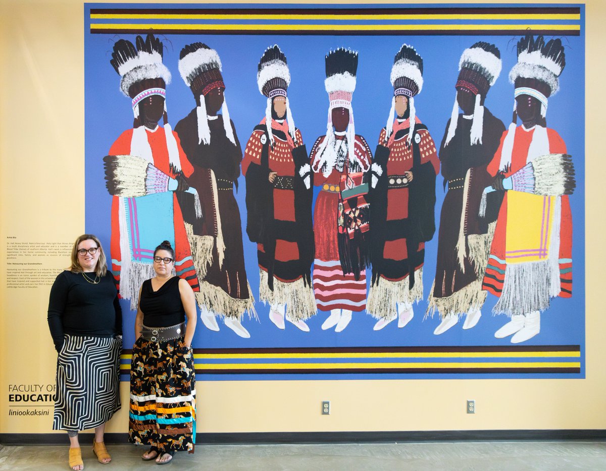 The Faculty of Education is proud to unveil a new mural commissioned by alumna and local artist Nato’yi’kina’soyi (Holy Light that Shines Bright), Dr. Hali Heavy Shield (BA/BEd ’06, MEd ’12, PhD ’24). 

Learn more about Hali by visiting  stories.ulethbridge.ca/shining-gradua…