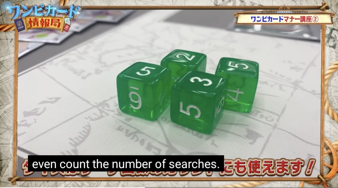 dragonothica's tweet image. Hey guys,

This video posted by the JP OPtcg channel is only valid for the Japanese(Asia?) tournament play.

In the west you CANNOT use dice to track searches. Our tournament rules manual differs from Asia/Japan. 

We can only track public knowledge.

youtu.be/T9oTRTN2Itc?si…