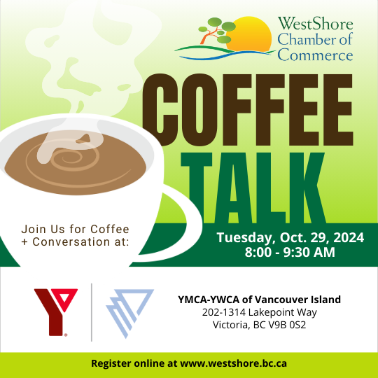 ☕️ Members, please join us for coffee &amp; tea on Tues, Oct 29th 8am - 9:30am the YMCA-YWCA of Vancouver Island. Register today to secure your spot! lnkd.in/gYvp3Gvn

#yyjevents #yyjbiz #networkingevent #westshorechamber #langfordbc #westshore #YMCA