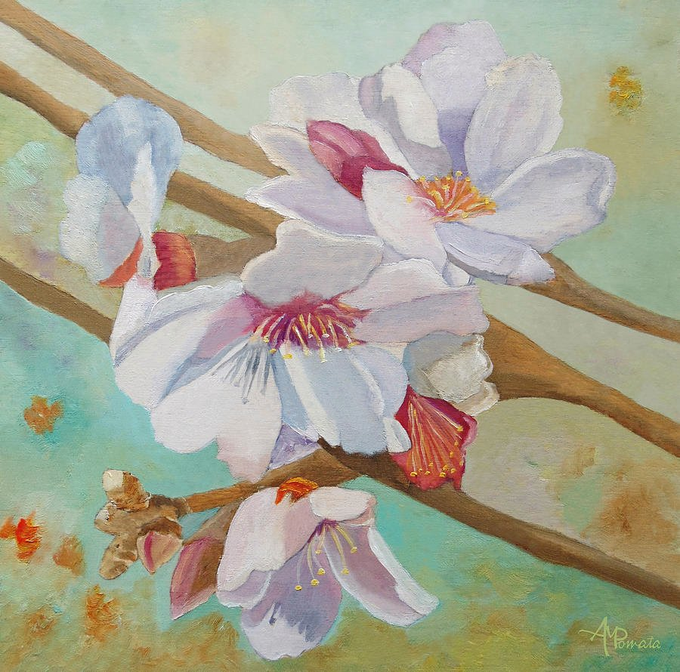 ampomata's tweet photo. This is my painting "Almond Blossoms". https://t.co/Sw5mAdj2vi