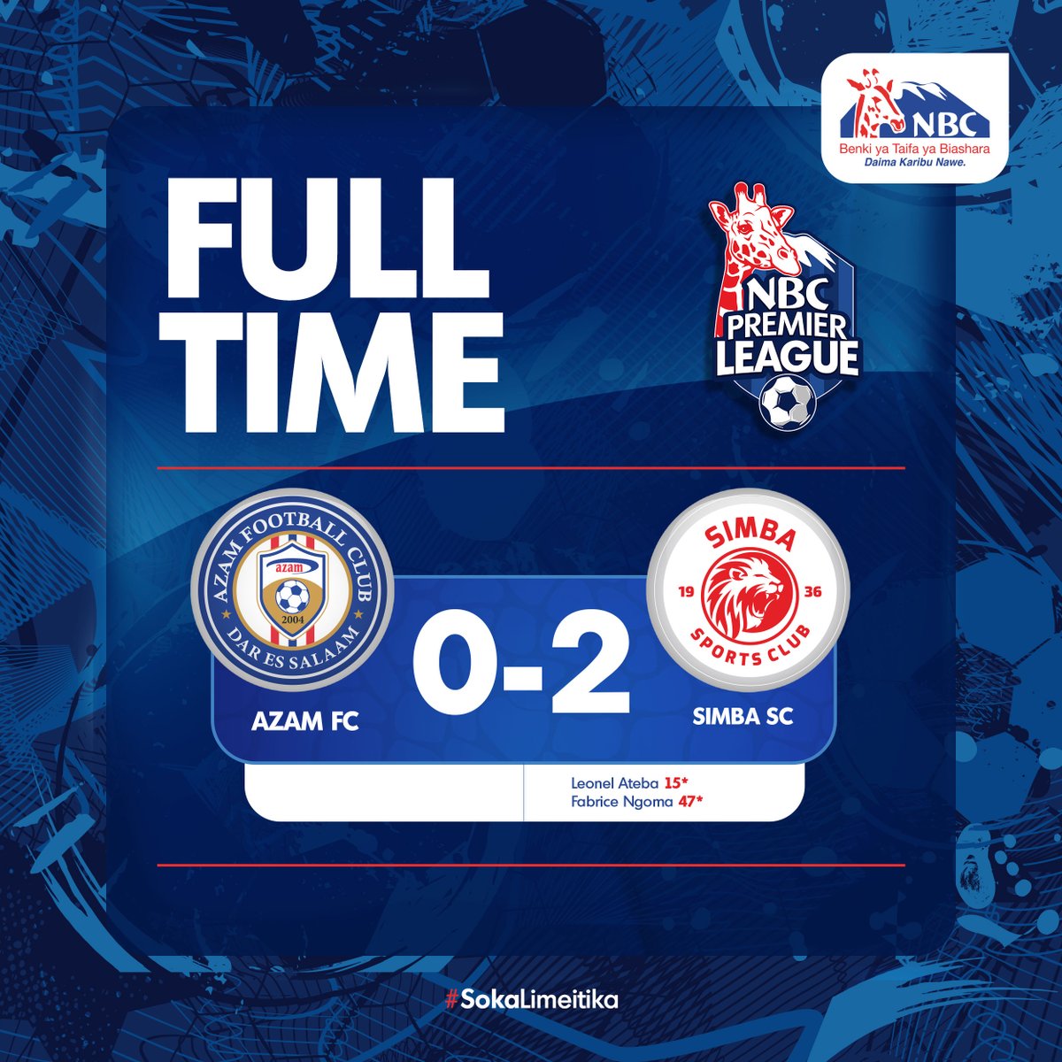 NBCTanzania's tweet photo. Mnyama Simba anawafanyia Ubaya Ubwela Matajiri wa Jiji la Dar es Salaam Azam FC.
Kitu gani kimekukosha kwenye mtanange huu wa Mzizima Derby?
#SokaLimeitkia #NBCPremierLeague #AzamVsSimba https://t.co/D9nVeWSgp3