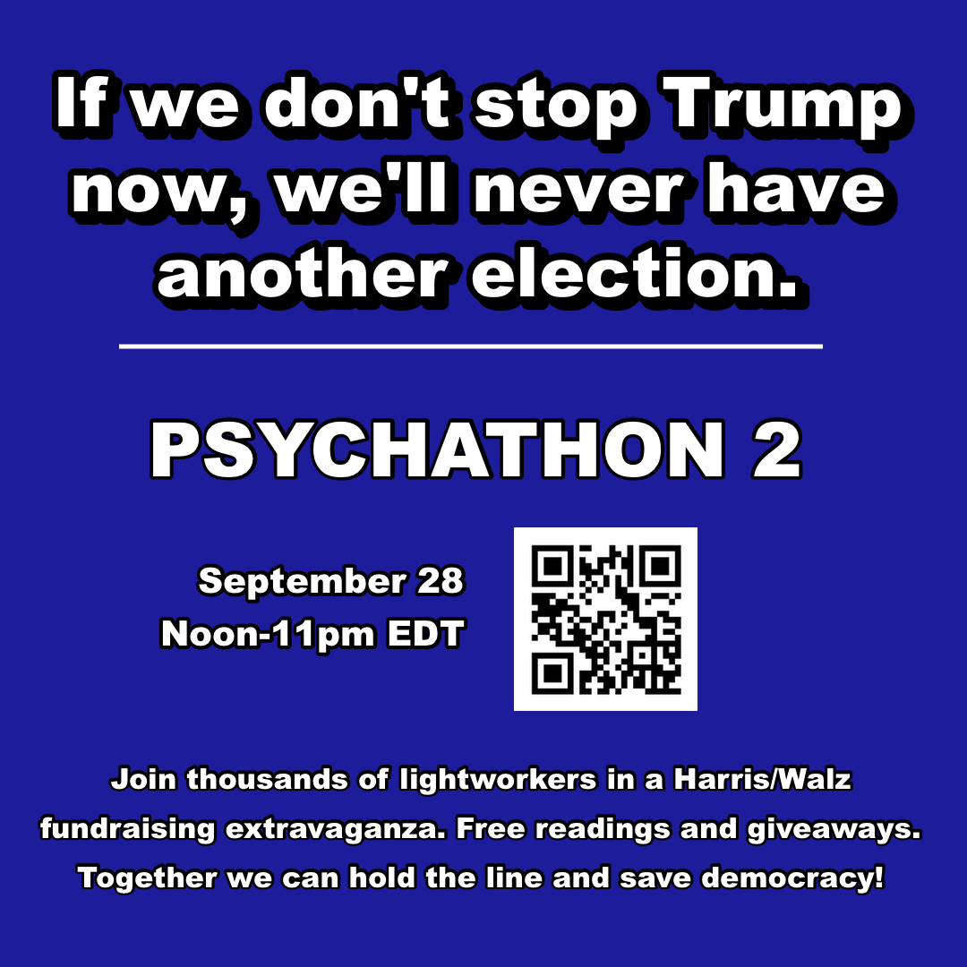 AkashaUnleashed's tweet image. #Psychathon 2 coming this Saturday. Noon–11pm EDT. Join us and bring friends. Together we CAN #SaveDemocracy  #PsychicsForDemocracy